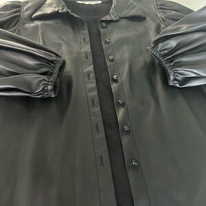Zara Black Faux Leather Shirt